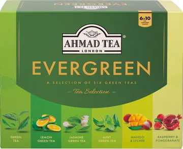 Ahmad Tea Evergreen, assortiment de 6 thés verts, 60 sachets