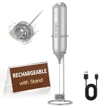 CIRCLE JOY, mousseur à lait électrique rechargeable à double fouet, avec support (CJ-EMF20D)