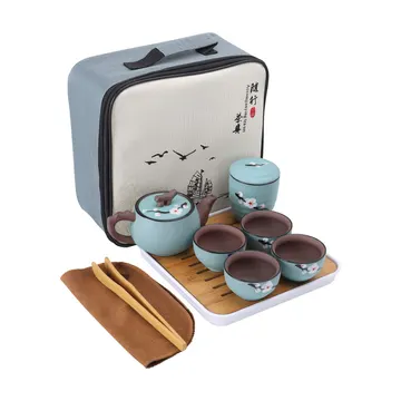 fanquare FKT0390, service à thé gongfu de voyage (théière, 4 tasses, boîte à thé, sac)
