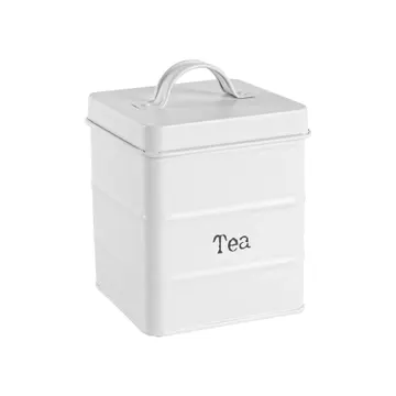 Harbour Housewares, boîte à thé en métal blanc à couvercle hermétique