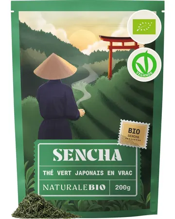 NaturaleBio, thé vert sencha bio du Japon en feuilles entières, 200 g