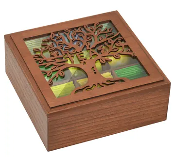 Optyuwah, boîte à thé en bois à 9 compartiments et couvercle en verre