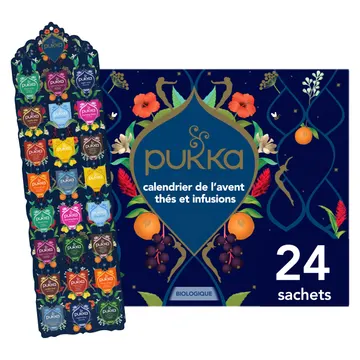 Pukka, calendrier de l'Avent 2026 thés et infusions bio, 24 sachets