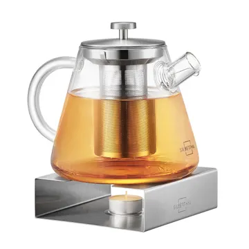 Silberthal 1,5 l, théière en verre avec chauffe-théière et infuseur