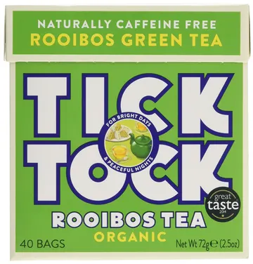Tick Tock, rooibos vert bio en sachets, lot de 4 boîtes (160 sachets)